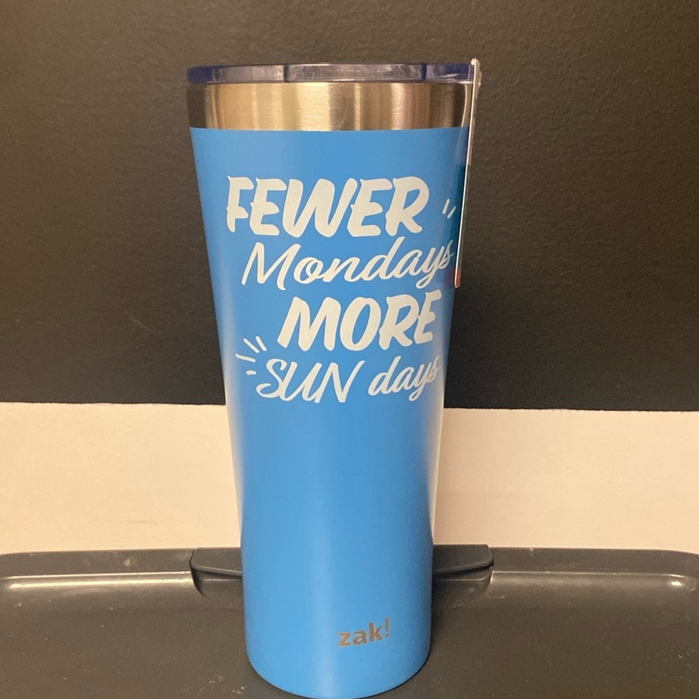 Zak 30oz stainless blue steel timber. Fewer Mondays more Sundays